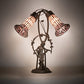 Meyda Lighting Pond Lily 17" 2-Light Mahogany Bronze Trellis Girl Accent Table Lamp With Pink Stained Shade Glass