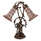 Meyda Lighting Pond Lily 17" 2-Light Mahogany Bronze Trellis Girl Accent Table Lamp With Pink Stained Shade Glass