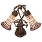 Meyda Lighting Pond Lily 17" 2-Light Mahogany Bronze Trellis Girl Accent Table Lamp With Pink Stained Shade Glass