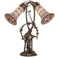 Meyda Lighting Pond Lily 17" 2-Light Mahogany Bronze Trellis Girl Accent Table Lamp With Pink Stained Shade Glass