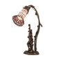 Meyda Lighting Pond Lily 17" 2-Light Mahogany Bronze Trellis Girl Accent Table Lamp With Pink Stained Shade Glass
