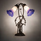 Meyda Lighting Pond Lily 17" 2-Light Mahogany Bronze Trellis Girl Table Lamp With Blue & White Shade Glass