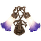 Meyda Lighting Pond Lily 17" 2-Light Mahogany Bronze Trellis Girl Table Lamp With Blue & White Shade Glass