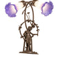 Meyda Lighting Pond Lily 17" 2-Light Mahogany Bronze Trellis Girl Table Lamp With Blue & White Shade Glass