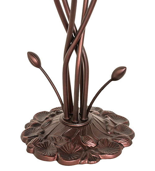 Meyda Lighting Pond Lily 17" 5-Light Mahogany Bronze Accent Table Lamp With Blue Shade Glass