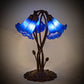 Meyda Lighting Pond Lily 17" 5-Light Mahogany Bronze Accent Table Lamp With Blue Shade Glass