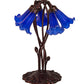 Meyda Lighting Pond Lily 17" 5-Light Mahogany Bronze Accent Table Lamp With Blue Shade Glass