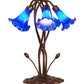 Meyda Lighting Pond Lily 17" 5-Light Mahogany Bronze Accent Table Lamp With Blue Shade Glass