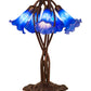 Meyda Lighting Pond Lily 17" 5-Light Mahogany Bronze Accent Table Lamp With Blue Shade Glass