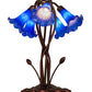 Meyda Lighting Pond Lily 17" 5-Light Mahogany Bronze Accent Table Lamp With Blue Shade Glass