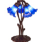 Meyda Lighting Pond Lily 17" 5-Light Mahogany Bronze Accent Table Lamp With Blue Shade Glass