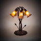 Meyda Lighting Pond Lily 17" 5-Light Mahogany Bronze Table Lamp With Amber Purple Shade Glass