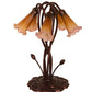 Meyda Lighting Pond Lily 17" 5-Light Mahogany Bronze Table Lamp With Amber Purple Shade Glass