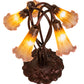 Meyda Lighting Pond Lily 17" 5-Light Mahogany Bronze Table Lamp With Amber Purple Shade Glass
