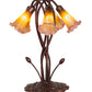 Meyda Lighting Pond Lily 17" 5-Light Mahogany Bronze Table Lamp With Amber Purple Shade Glass