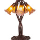 Meyda Lighting Pond Lily 17" 5-Light Mahogany Bronze Table Lamp With Amber Purple Shade Glass