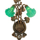 Meyda Lighting Pond Lily 18" 2-Light Mahogany Bronze Wall Sconce With Green Shade Glass