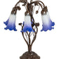 Meyda Lighting Pond Lily 18" 6-Light Mahogany Bronze Table Lamp With Blue & White Shade Glass