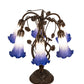 Meyda Lighting Pond Lily 18" 6-Light Mahogany Bronze Table Lamp With Blue & White Shade Glass
