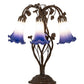 Meyda Lighting Pond Lily 18" 6-Light Mahogany Bronze Table Lamp With Blue & White Shade Glass