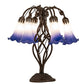 Meyda Lighting Pond Lily 18" 6-Light Mahogany Bronze Table Lamp With Blue & White Shade Glass