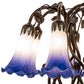 Meyda Lighting Pond Lily 18" 6-Light Mahogany Bronze Table Lamp With Blue & White Shade Glass