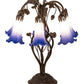 Meyda Lighting Pond Lily 18" 6-Light Mahogany Bronze Table Lamp With Blue & White Shade Glass