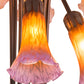 Meyda Lighting Pond Lily 22" 10-Light Mahogany Bronze Table Lamp With Amber and Purple Shade Glass