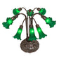 Meyda Lighting Pond Lily 22" 10-Light Mahogany Bronze Table Lamp With Green Shade Glass