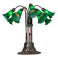 Meyda Lighting Pond Lily 22" 10-Light Mahogany Bronze Table Lamp With Green Shade Glass