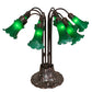 Meyda Lighting Pond Lily 22" 10-Light Mahogany Bronze Table Lamp With Green Shade Glass