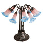 Meyda Lighting Pond Lily 22" 10-Light Mahogany Bronze Table Lamp With Pink and Blue Shade Glass