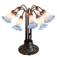 Meyda Lighting Pond Lily 22" 10-Light Mahogany Bronze Table Lamp With Pink and Blue Shade Glass