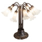 Meyda Lighting Pond Lily 22" 10-Light Mahogany Bronze Table Lamp With White Shade Glass