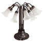 Meyda Lighting Pond Lily 22" 10-Light Mahogany Bronze Table Lamp With White Shade Glass