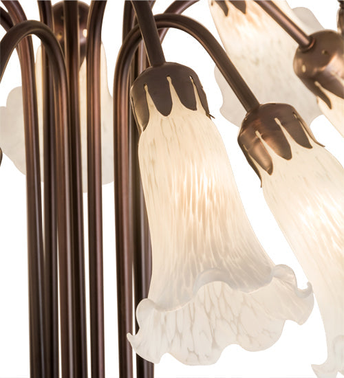 Meyda Lighting Pond Lily 22" 10-Light Mahogany Bronze Table Lamp With White Shade Glass