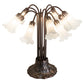 Meyda Lighting Pond Lily 22" 10-Light Mahogany Bronze Table Lamp With White Shade Glass
