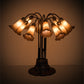 Meyda Lighting Pond Lily 24" 10-Light Mahogany Bronze Table Lamp With Amber Shade Glass