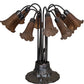 Meyda Lighting Pond Lily 24" 10-Light Mahogany Bronze Table Lamp With Amber Shade Glass