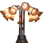 Meyda Lighting Pond Lily 24" 10-Light Mahogany Bronze Table Lamp With Amber Shade Glass