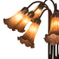 Meyda Lighting Pond Lily 24" 10-Light Mahogany Bronze Table Lamp With Amber Shade Glass
