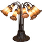 Meyda Lighting Pond Lily 24" 10-Light Mahogany Bronze Table Lamp With Amber Shade Glass