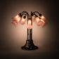 Meyda Lighting Pond Lily 24" 10-Light Mahogany Bronze Table Lamp With Pink Shade Glass