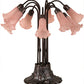 Meyda Lighting Pond Lily 24" 10-Light Mahogany Bronze Table Lamp With Pink Shade Glass