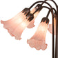 Meyda Lighting Pond Lily 24" 10-Light Mahogany Bronze Table Lamp With Pink Shade Glass