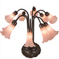 Meyda Lighting Pond Lily 24" 10-Light Mahogany Bronze Table Lamp With Pink Shade Glass