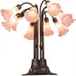 Meyda Lighting Pond Lily 24" 10-Light Mahogany Bronze Table Lamp With Pink Shade Glass