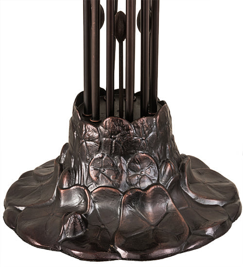 Meyda Lighting Pond Lily 24" 10-Light Mahogany Bronze Table Lamp With Pink Shade Glass