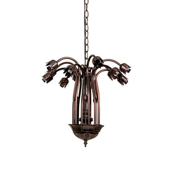 Meyda Lighting Pond Lily 24" 12-Light Mahogany Bronze Chandelier