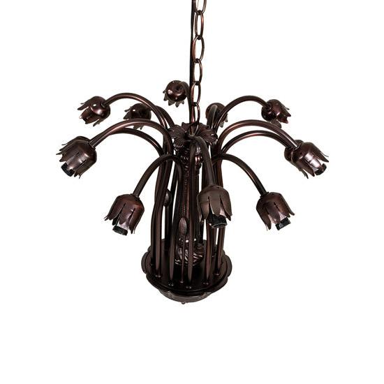 Meyda Lighting Pond Lily 24" 12-Light Mahogany Bronze Chandelier